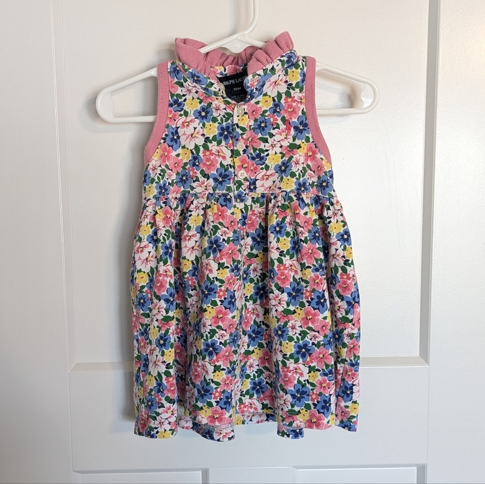 Ralph Lauren 18m Floral Dress with Pink Ruffle Collar